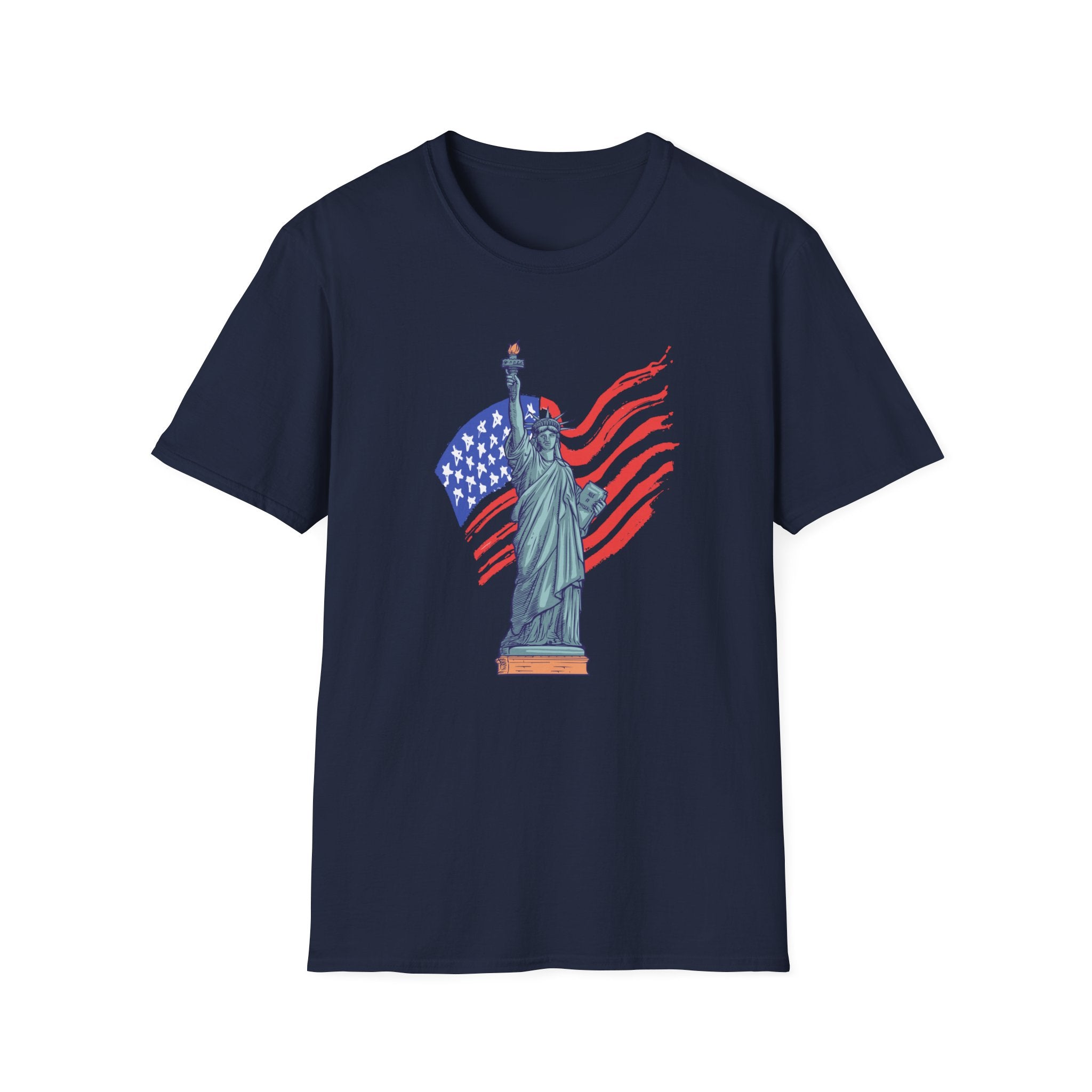 Statue of Liberty American Flag T-Shirt — Patriotic USA Independence Day Tee