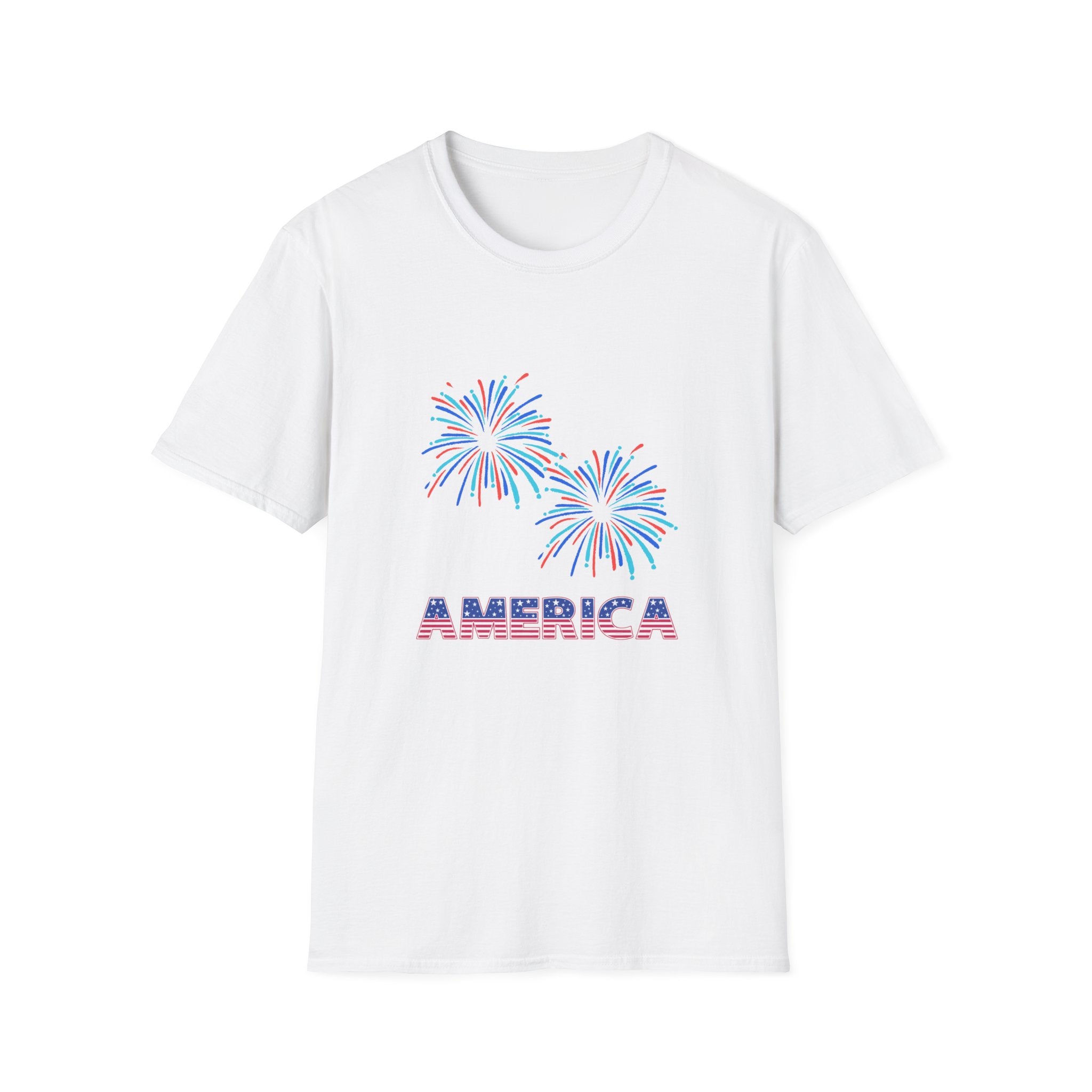 America with Fireworks Unisex Softstyle T-Shirt