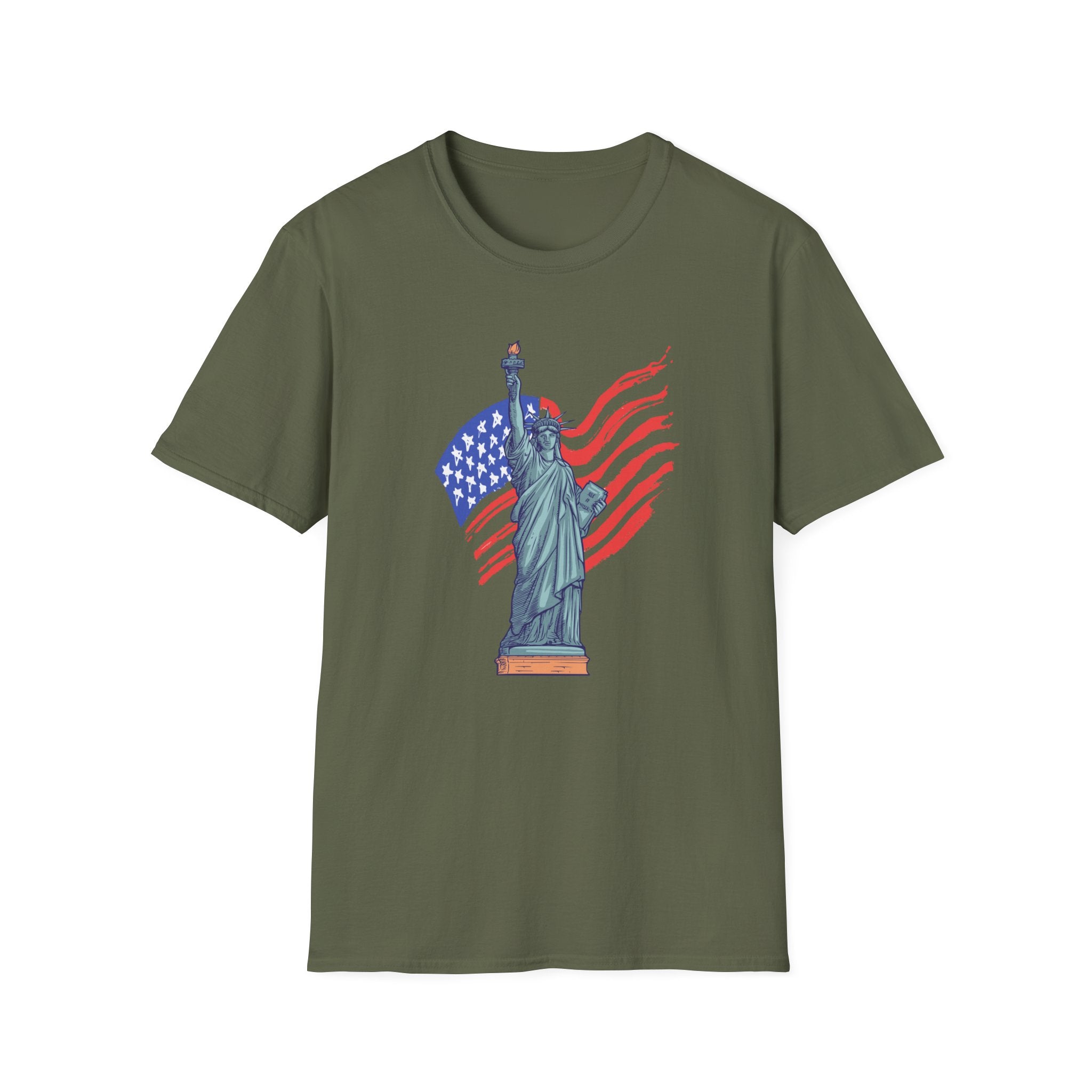 Statue of Liberty American Flag T-Shirt — Patriotic USA Independence Day Tee