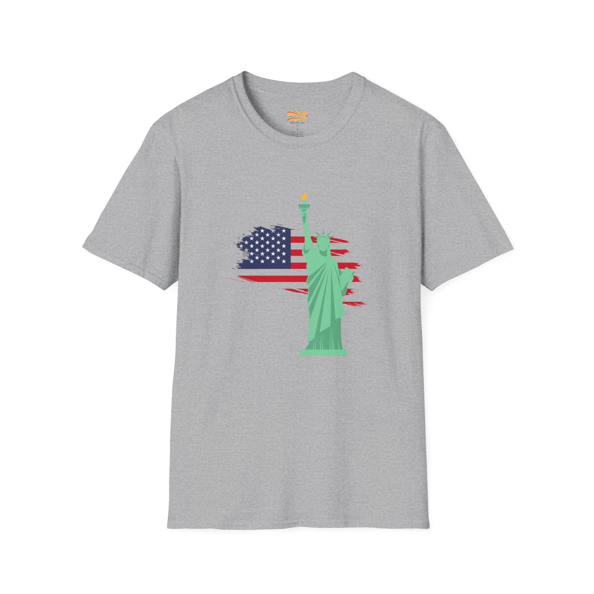 Statue of Liberty Flag backgroundUnisex Softstyle T-Shirt