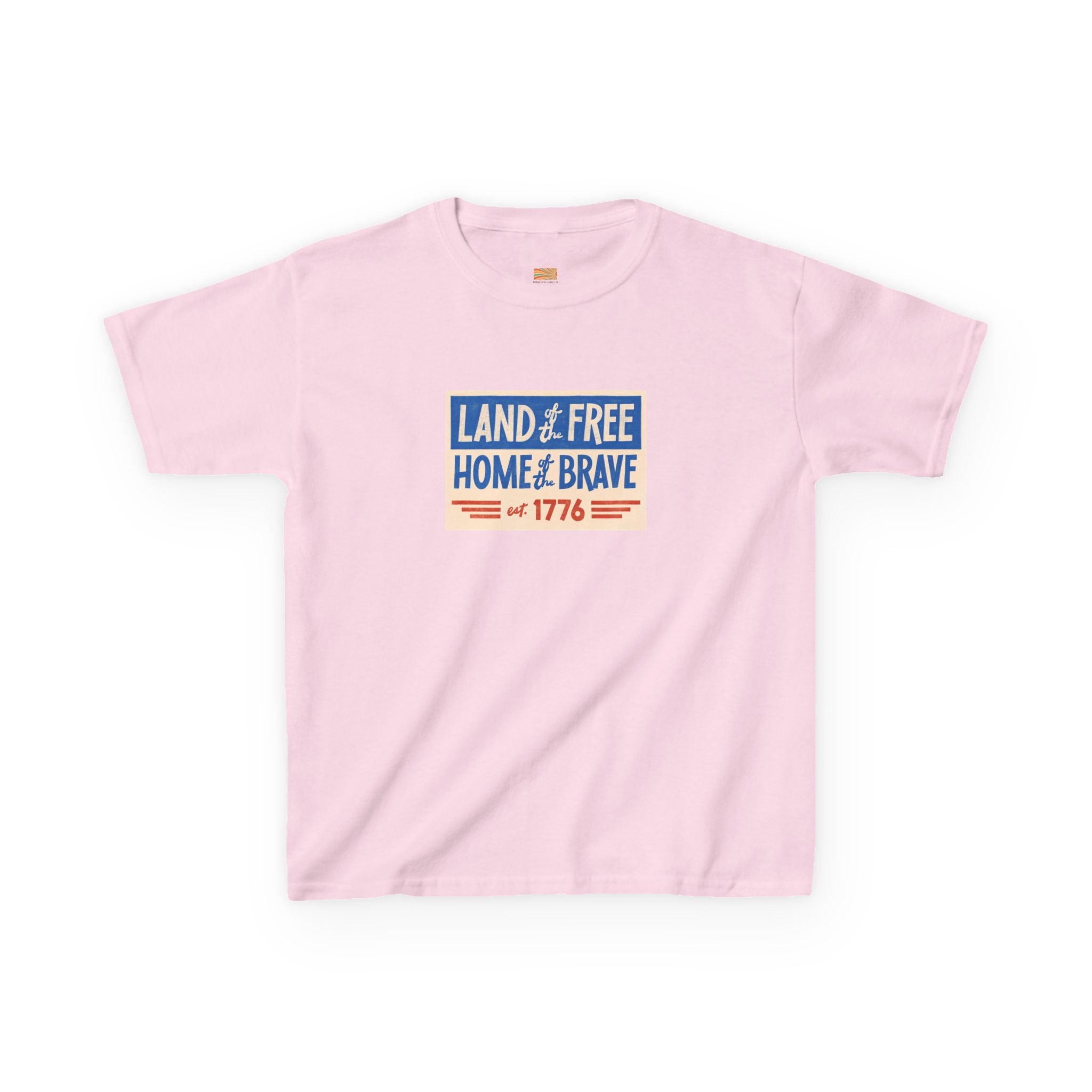 Kids Tee — "Land of the Free, Home of the Brave" Patriotic 1776 Fourth of July Shirt