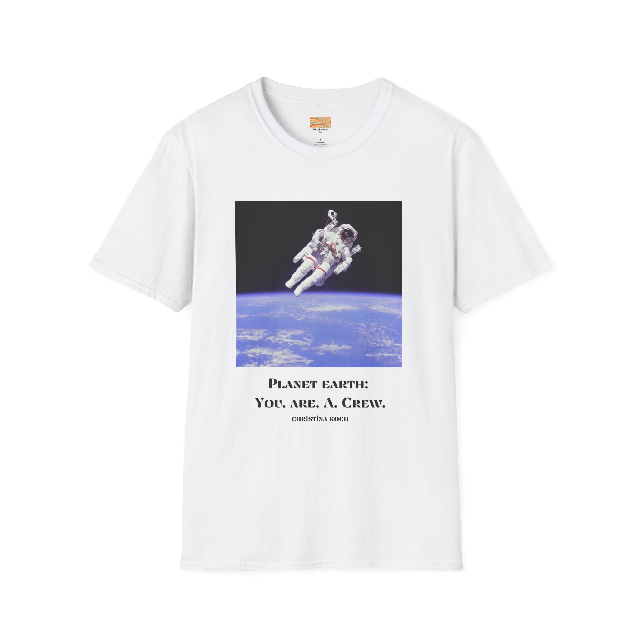 Astronaut Graphic T-Shirt — “Planet Earth: You. Are. A. Crew.” Space Tee