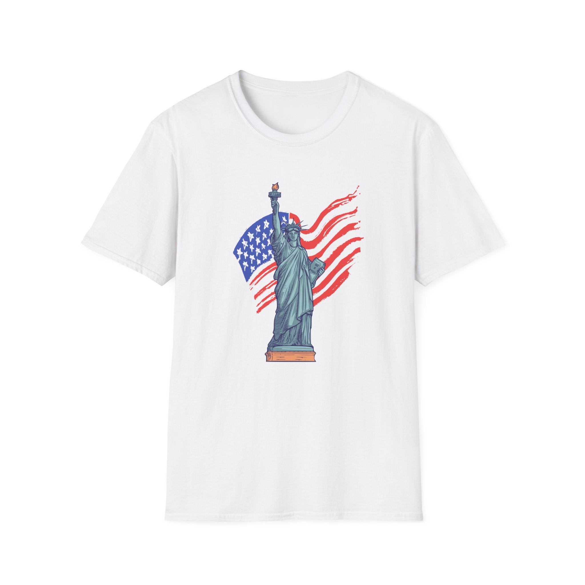 Statue of Liberty American Flag T-Shirt — Patriotic USA Independence Day Tee