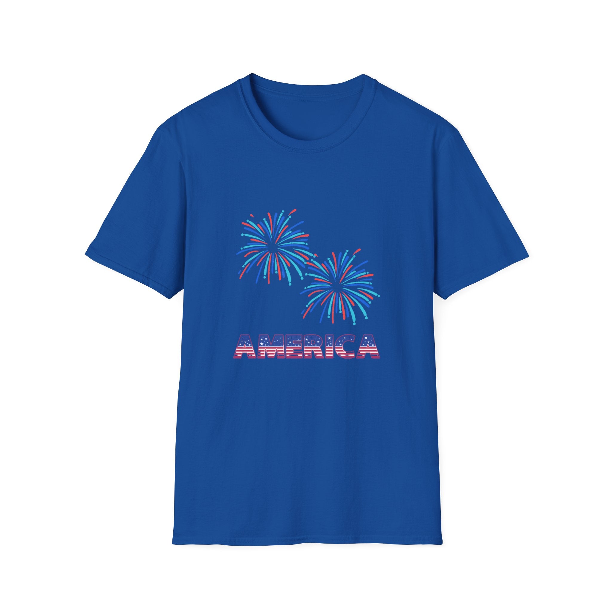 America with Fireworks Unisex Softstyle T-Shirt