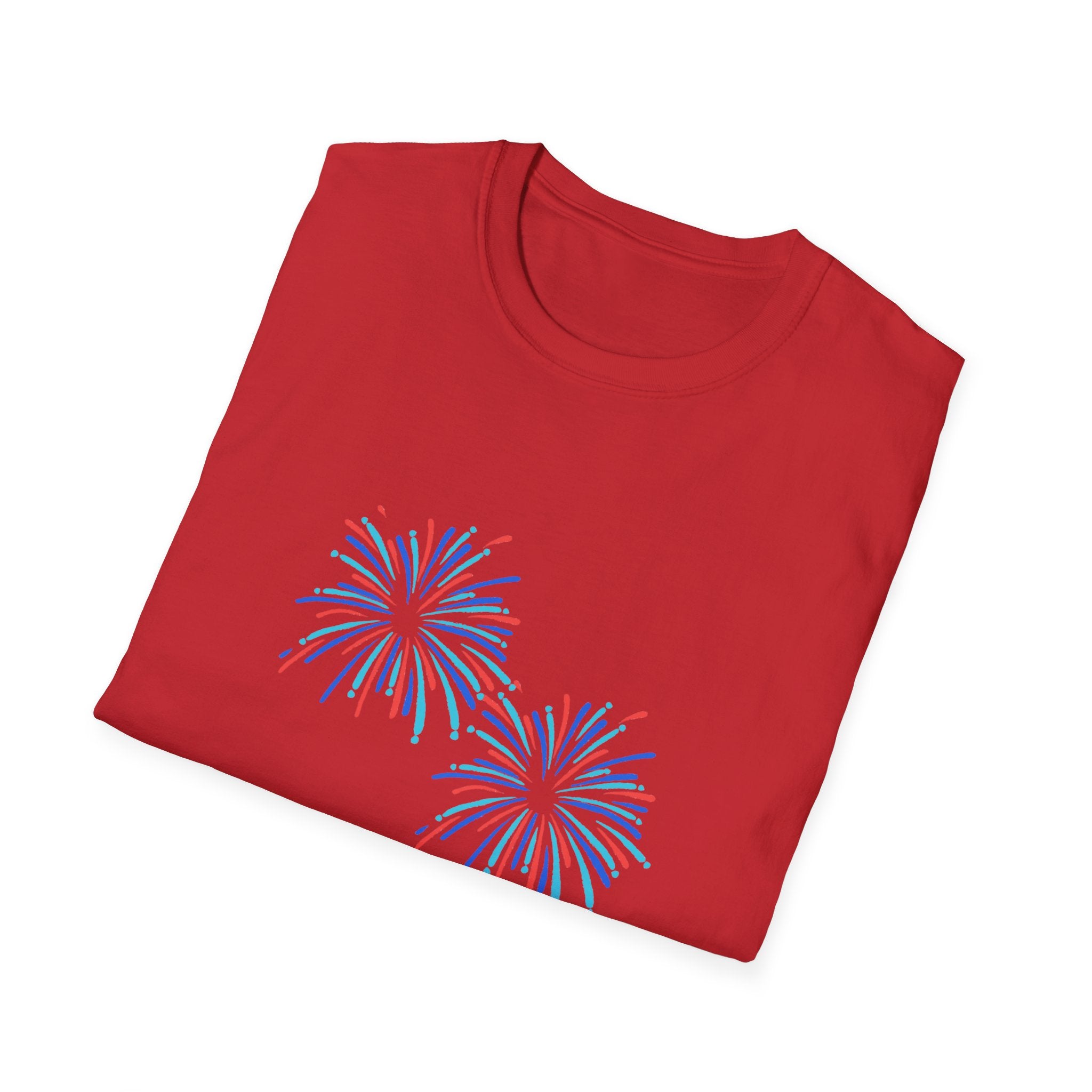 America with Fireworks Unisex Softstyle T-Shirt