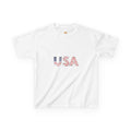 Kids Tee — 'USA' American Flag Text Patriotic T-Shirt for Children (4th of July, Memorial Day)
