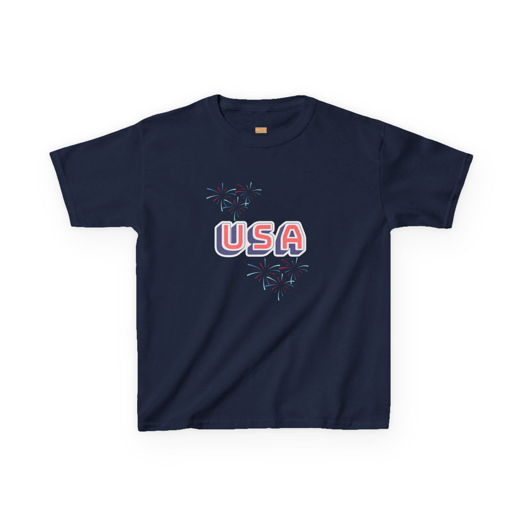Kids USA Graphic Tee — Patriotic Red White Blue Kids T-Shirt for 4th of July