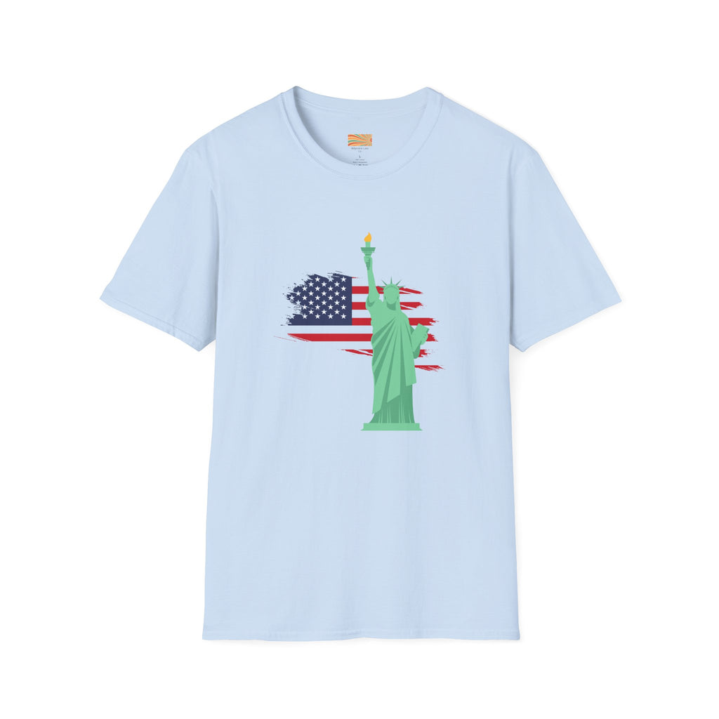 Statue of Liberty Flag backgroundUnisex Softstyle T-Shirt