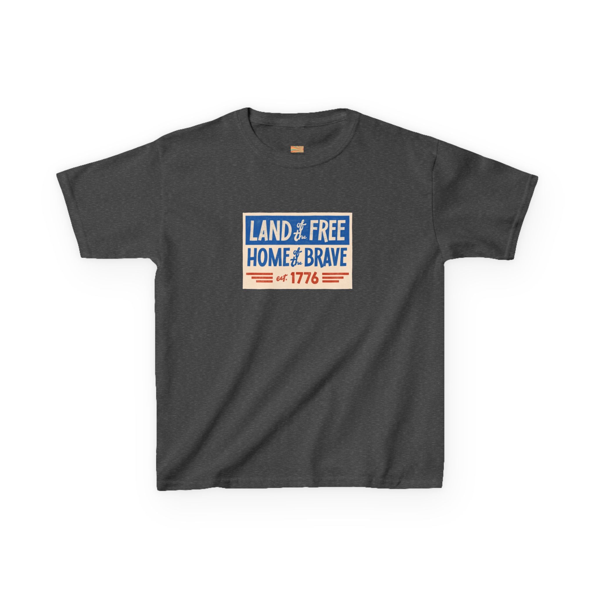 Kids Tee — "Land of the Free, Home of the Brave" Patriotic 1776 Fourth of July Shirt