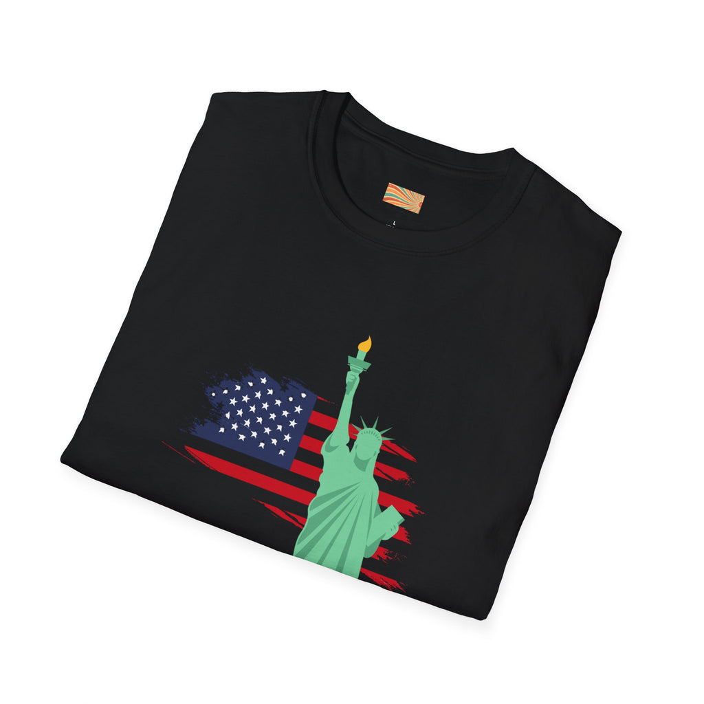 Statue of Liberty Flag backgroundUnisex Softstyle T-Shirt