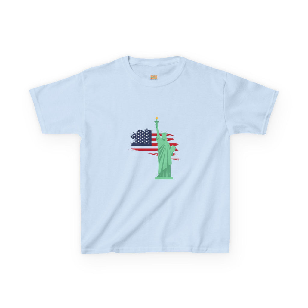Kids Tee — Statue of Liberty with American Flag Graphic (Patriotic Fourth of July)