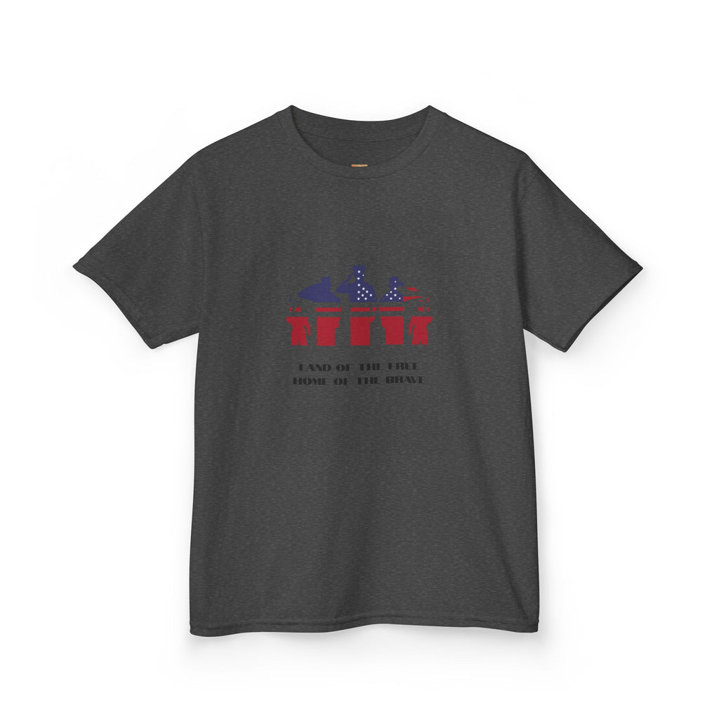 Kids Patriotic Drumline Tee — Red White Blue Band Graphic