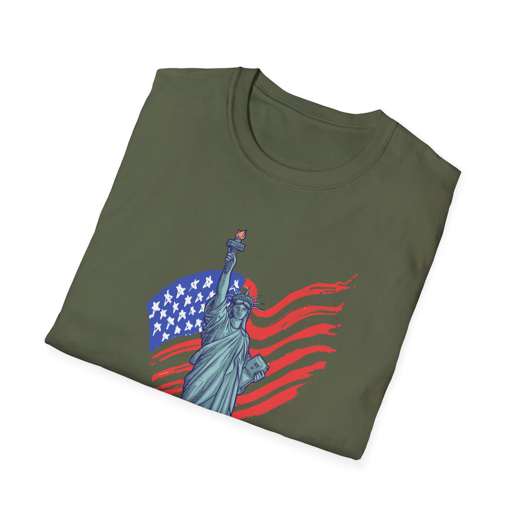 Statue of Liberty American Flag T-Shirt — Patriotic USA Independence Day Tee