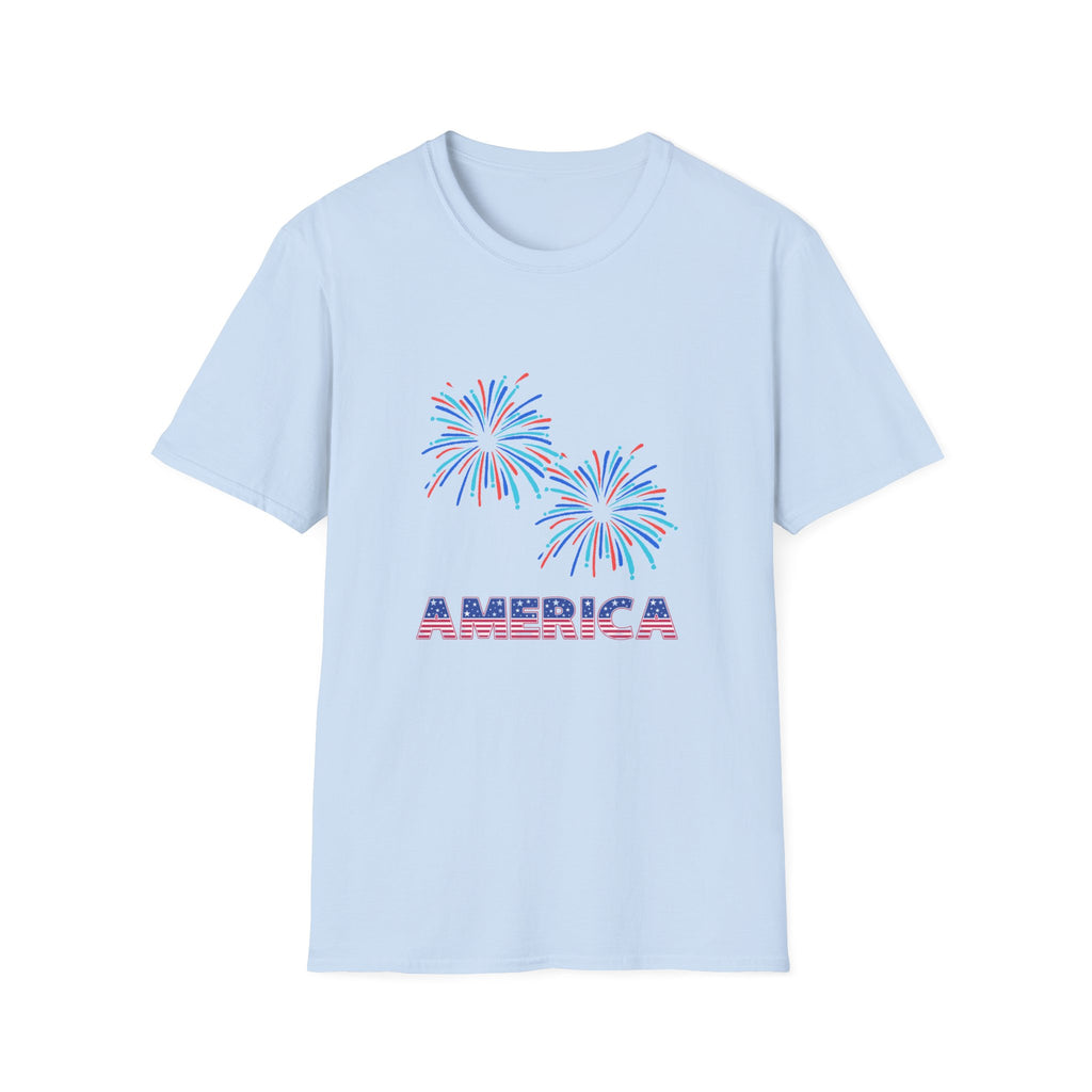 America with Fireworks Unisex Softstyle T-Shirt
