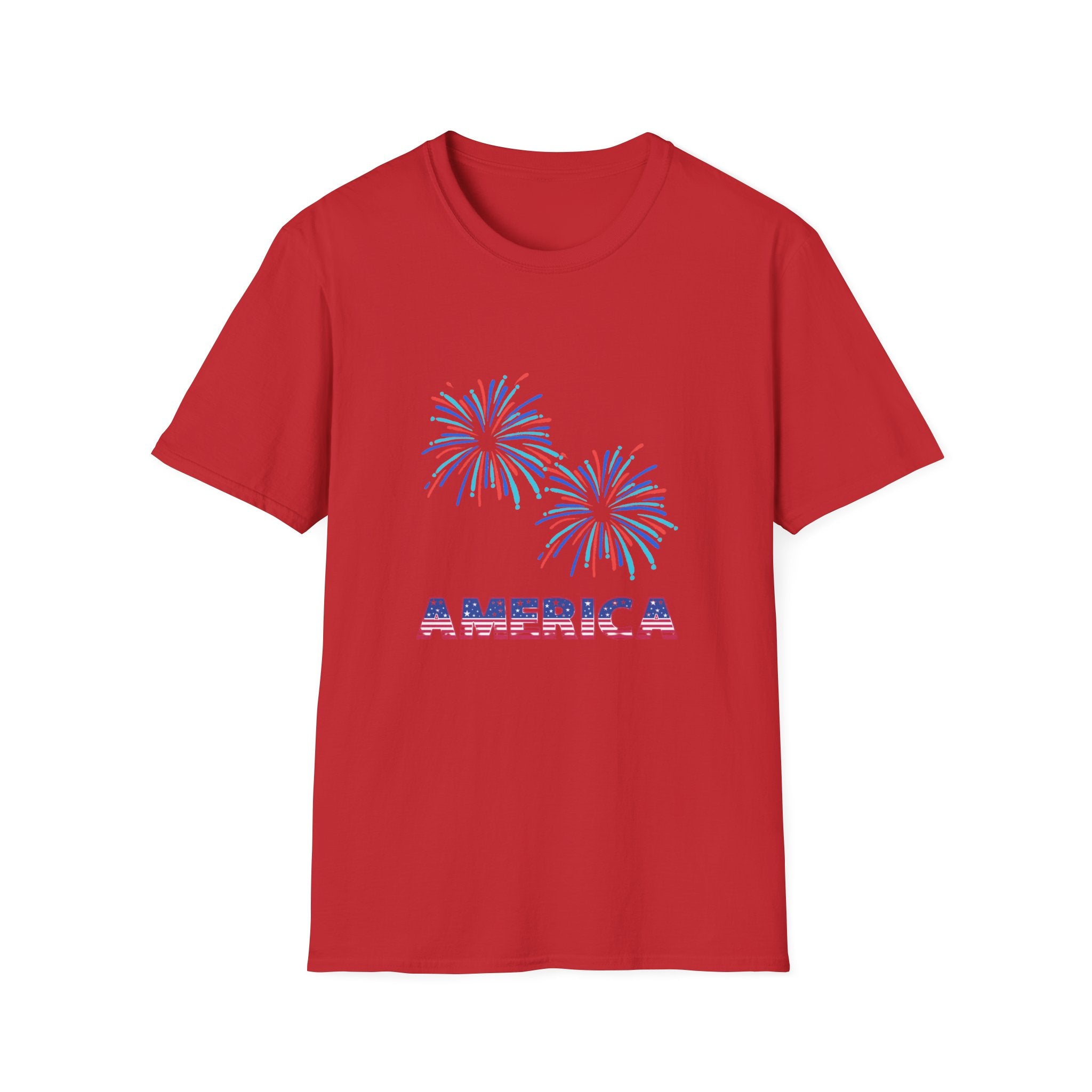 America with Fireworks Unisex Softstyle T-Shirt