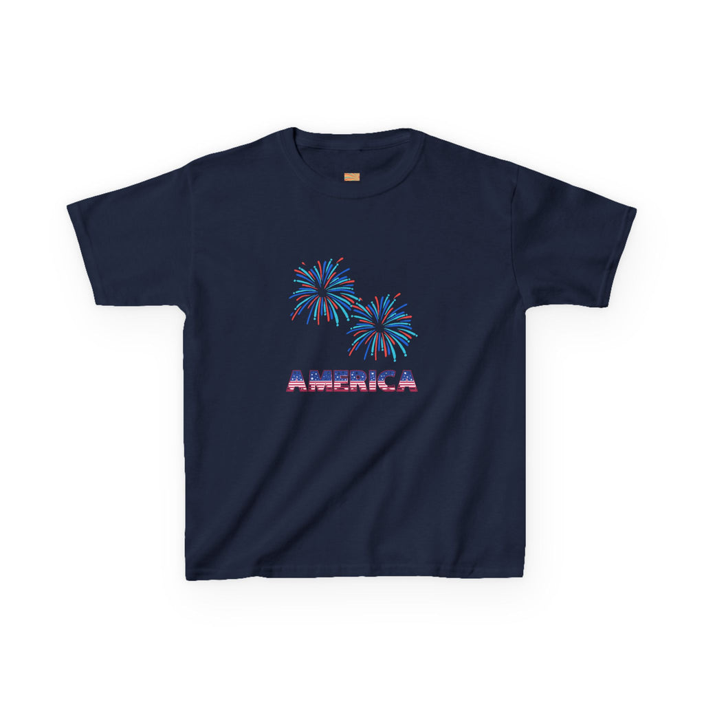 Kids Tee — 'America' Fireworks Patriotic 4th of July Shirt