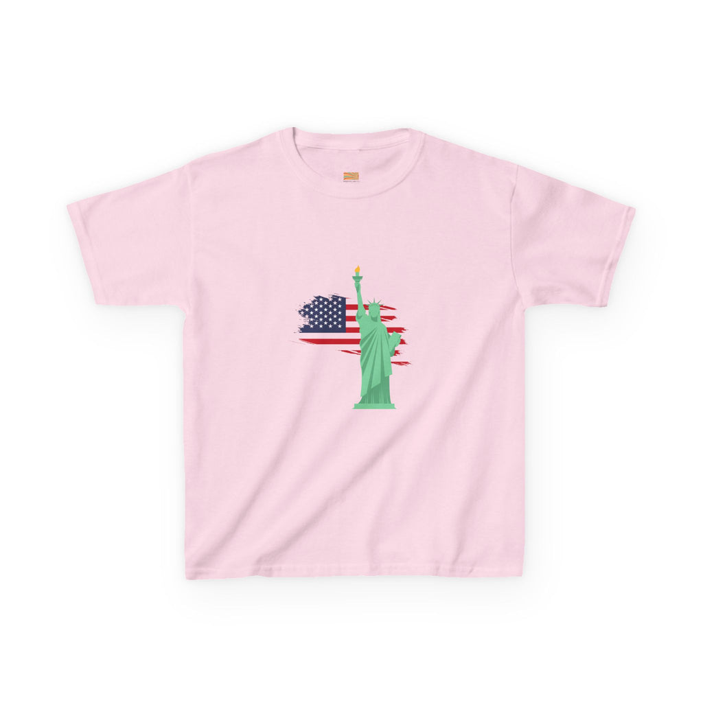 Kids Tee — Statue of Liberty with American Flag Graphic (Patriotic Fourth of July)