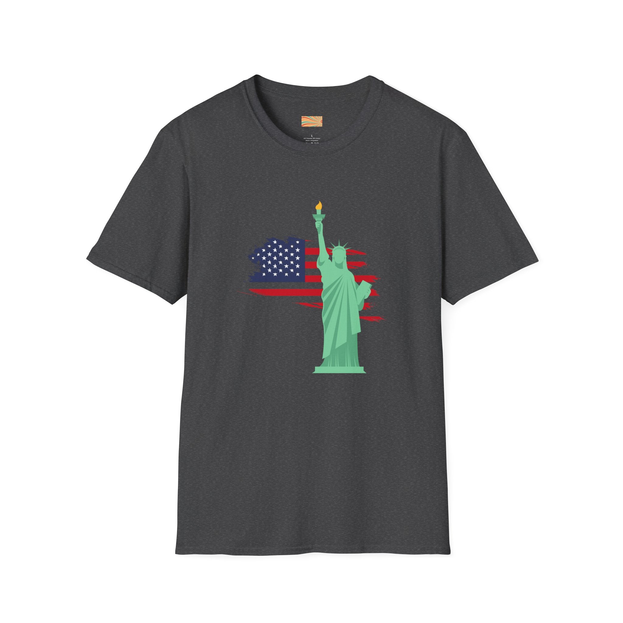 Statue of Liberty Flag backgroundUnisex Softstyle T-Shirt