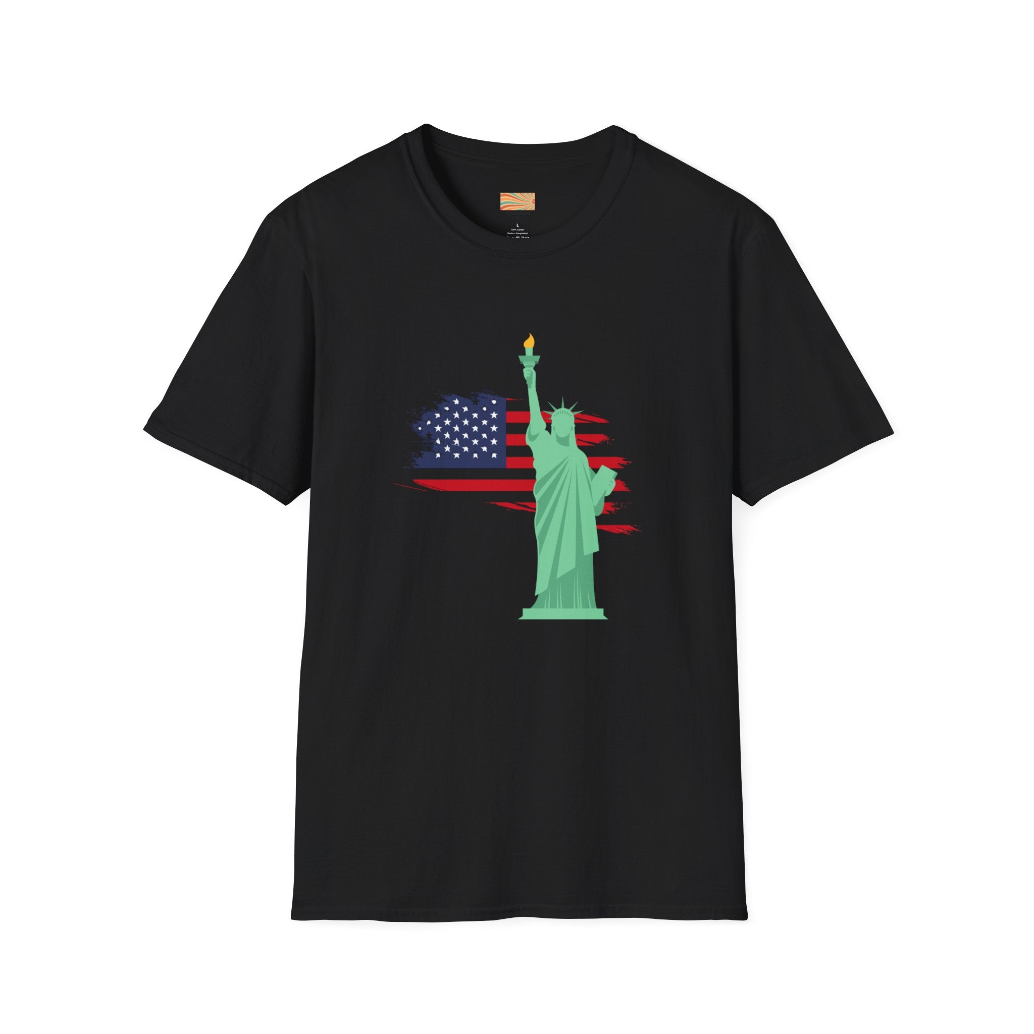 Statue of Liberty Flag backgroundUnisex Softstyle T-Shirt