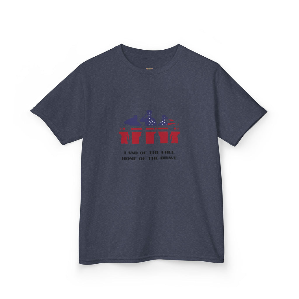 Kids Patriotic Drumline Tee — Red White Blue Band Graphic