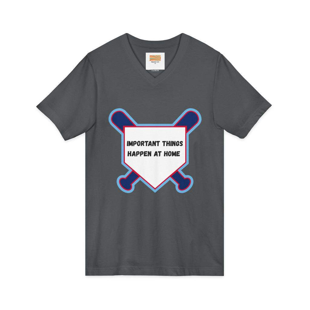 Baseball Home Plate Tee — "Important Things Happen at Home" V‑Neck