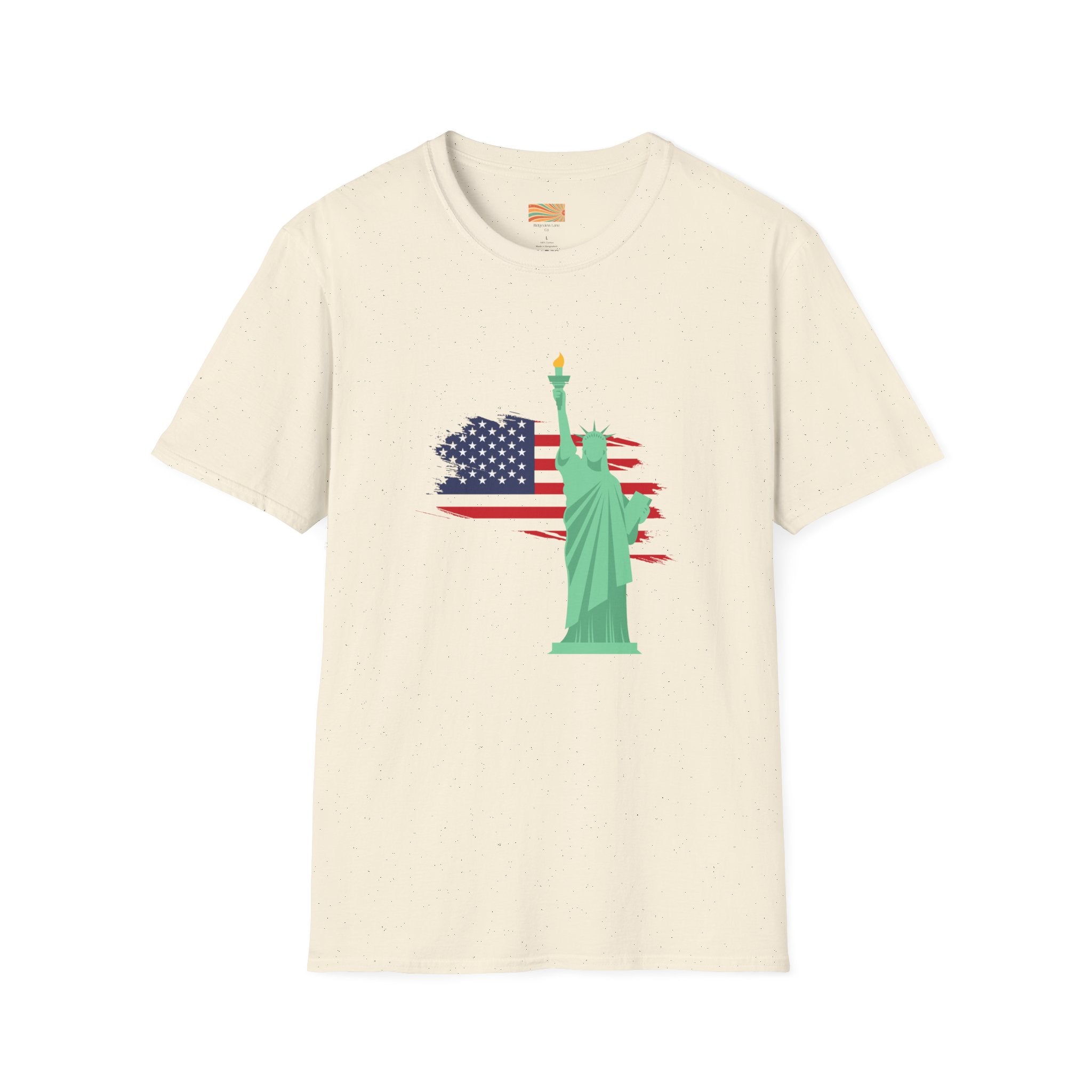 Statue of Liberty Flag backgroundUnisex Softstyle T-Shirt