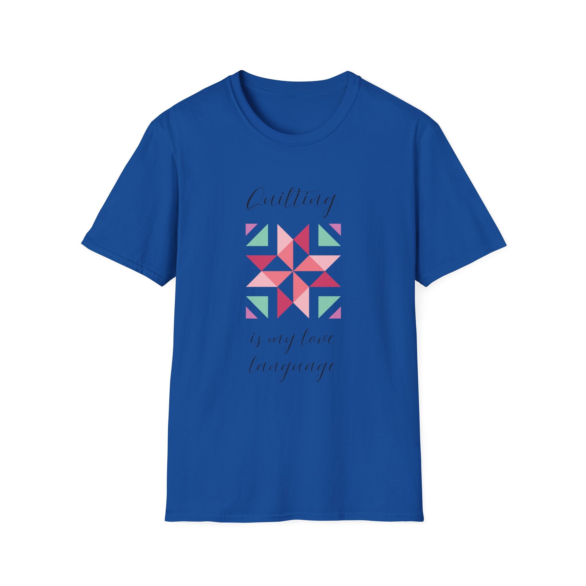 Quilting Is My Love Language T-Shirt — Pastel Quilt Block Graphic