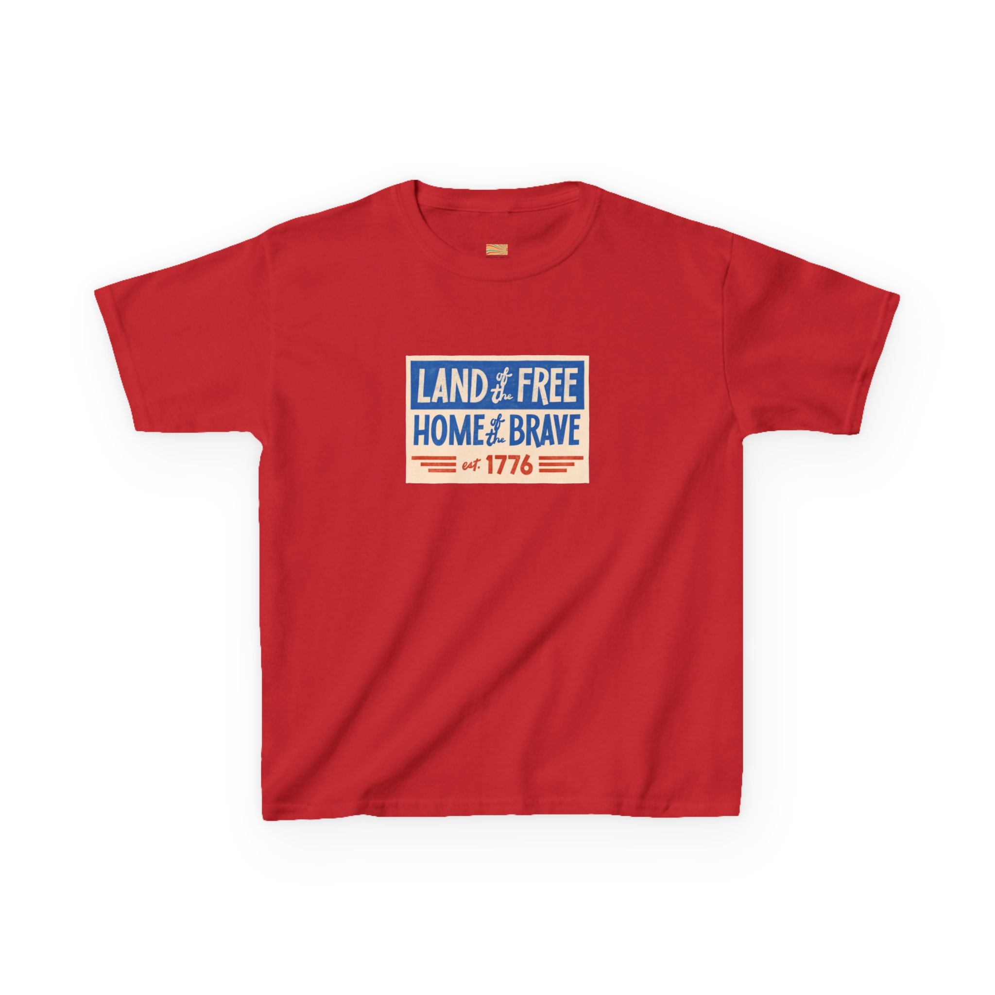 Kids Tee — "Land of the Free, Home of the Brave" Patriotic 1776 Fourth of July Shirt