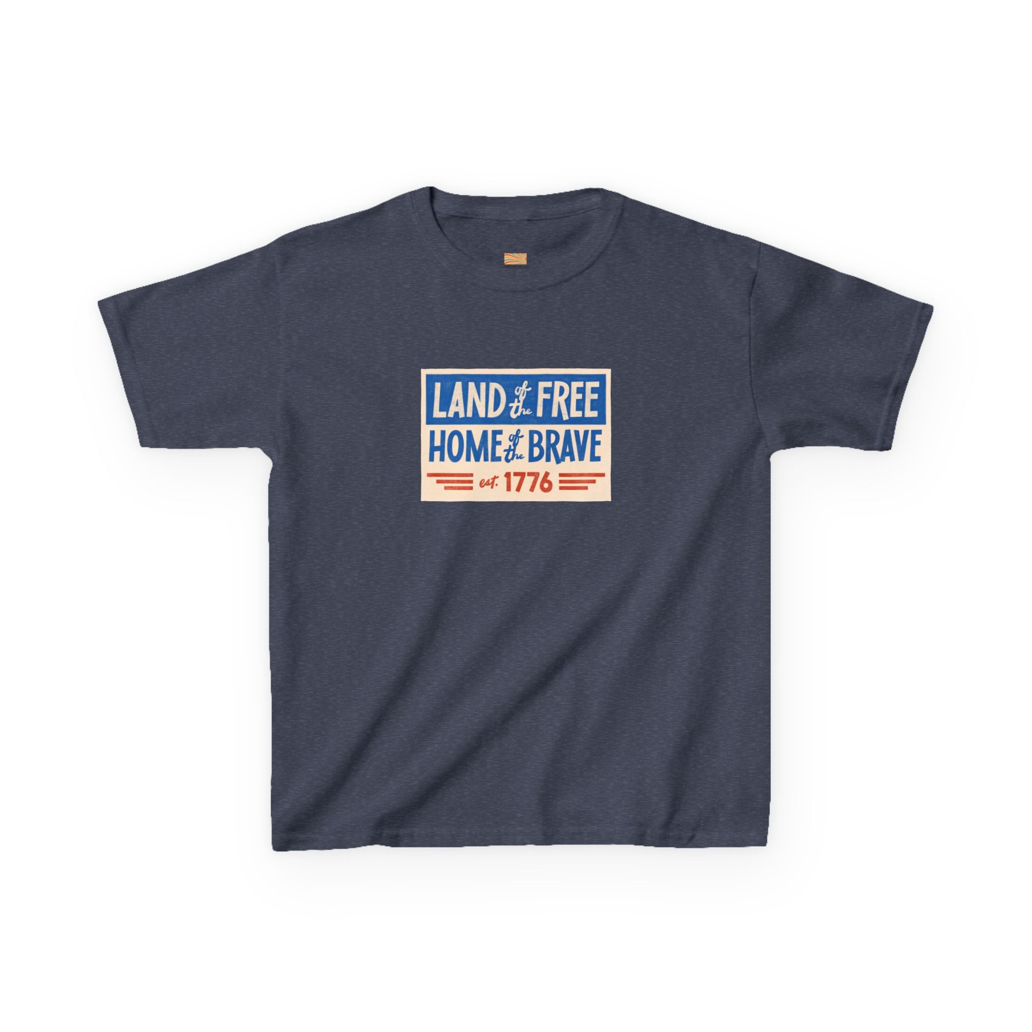 Kids Tee — "Land of the Free, Home of the Brave" Patriotic 1776 Fourth of July Shirt