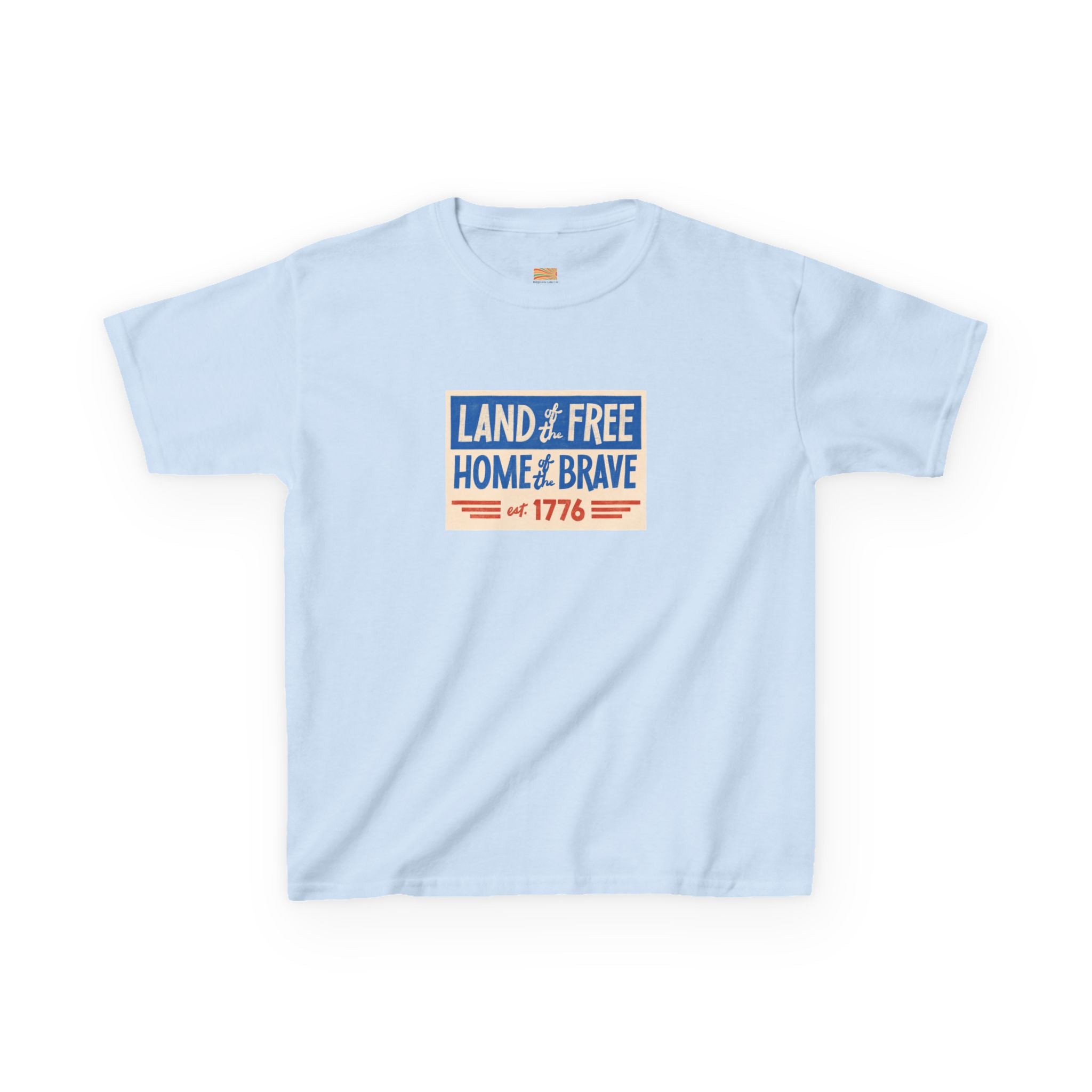 Kids Tee — "Land of the Free, Home of the Brave" Patriotic 1776 Fourth of July Shirt