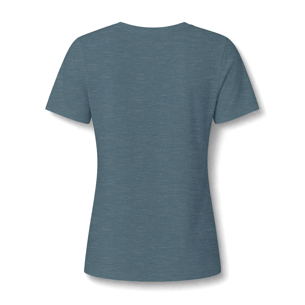 Cowgirl Boot Tee — Blue Floral Cowboy Boot with Bow V-Neck