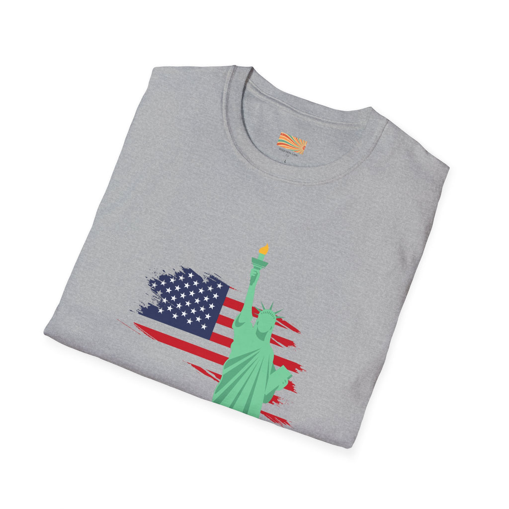 Statue of Liberty Flag backgroundUnisex Softstyle T-Shirt